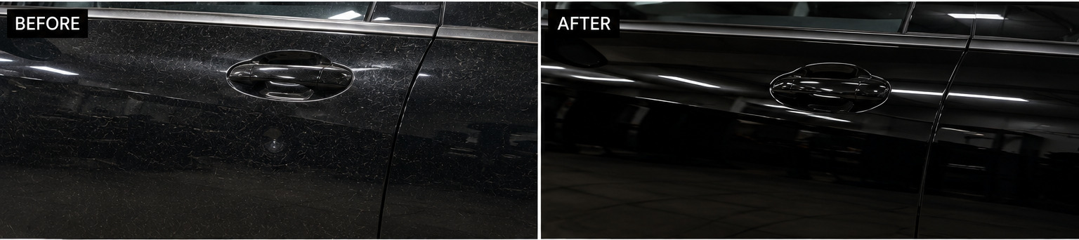 Paintless Dent Repair before and after door ding